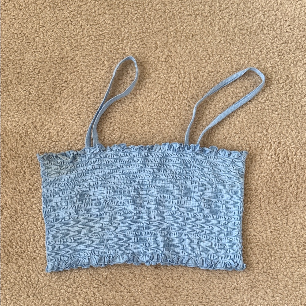 Me to We Sky Blue Smocked Top